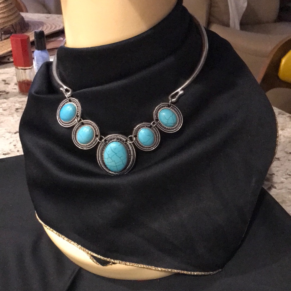Turquoise Statement Choker Necklace - Women Jewelry